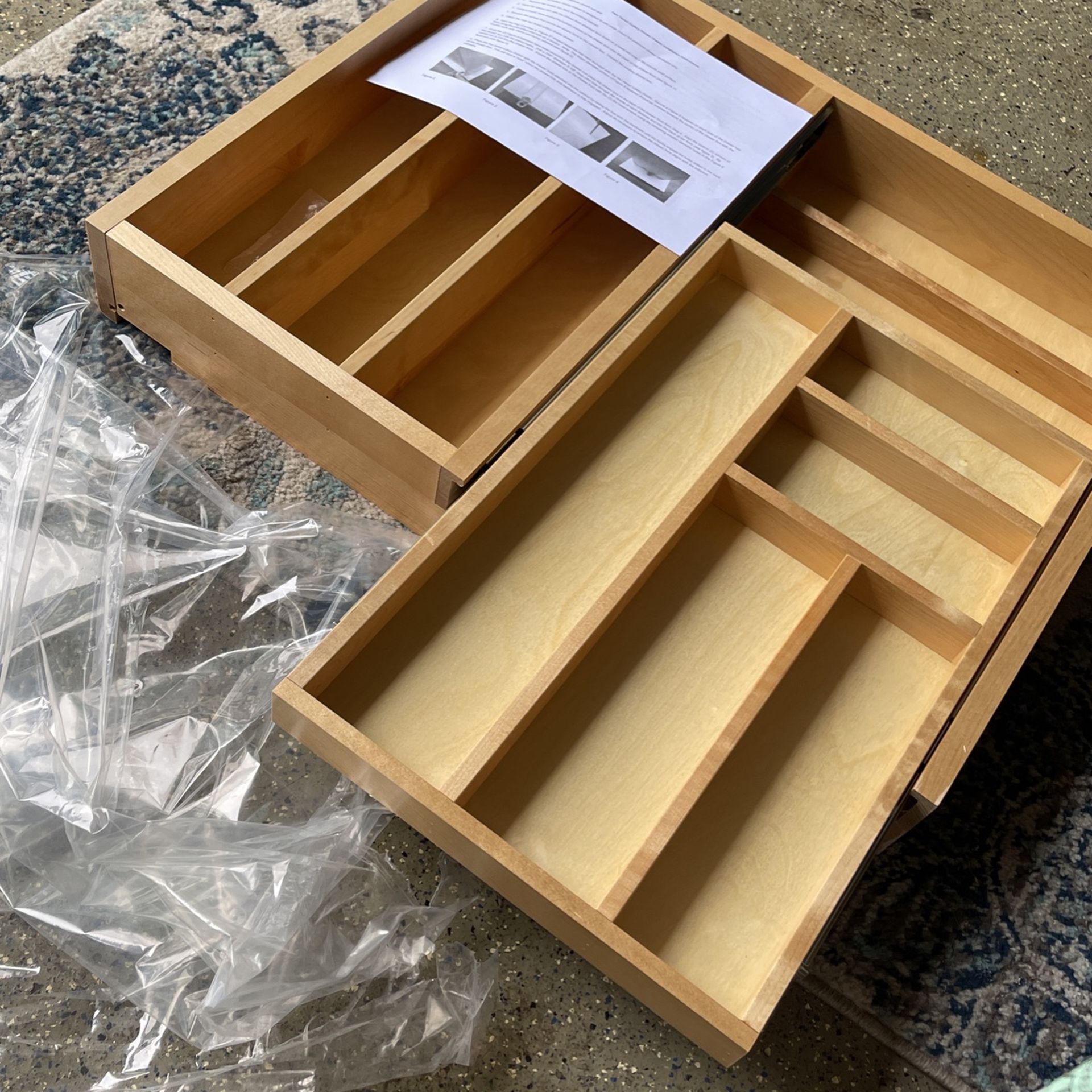 2-Tiered Wood Cutlery Drawer