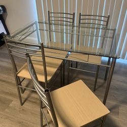 Glass Table With 4 Chairs 