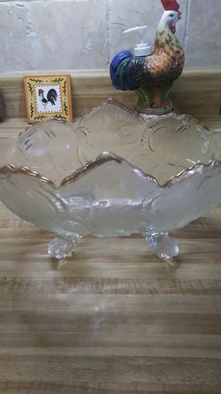 Gold rimmed serving bowl