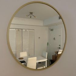 DECORATIVE ROUND GOLD MIRROR  NEW