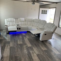 Recliner White Sectional 