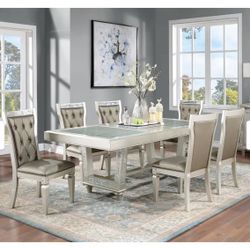 Gorgeous 7 Piece Dining Set In Champagne Brand New In Box Assembly Required Firm Price $899