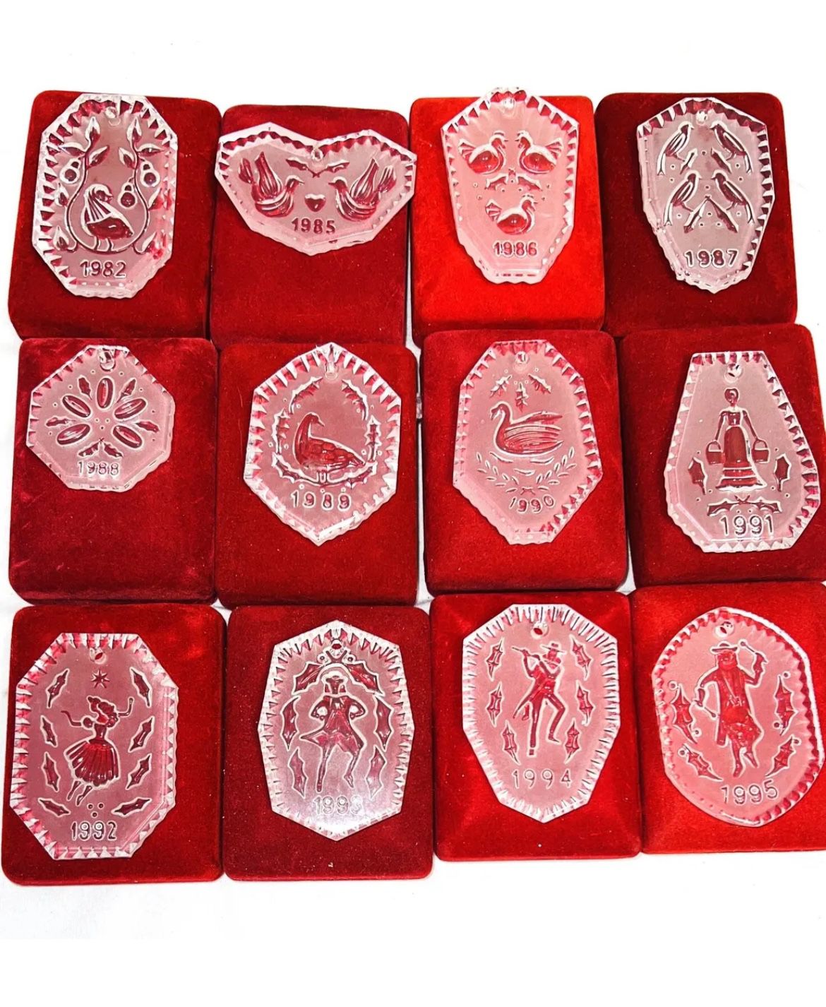 WATERFORD CRYSTAL  [1st Edition] TWELVE DAYS CHRISTMAS ORNAMENTS *COMPLETE SET OF 12* In Boxes