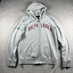 Polo Jeans Co Ralph Lauren Women’s L Gray Hoodie Full Zip Sweater Y2K#2001