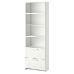 Two white IKEA Brimnes cabinets