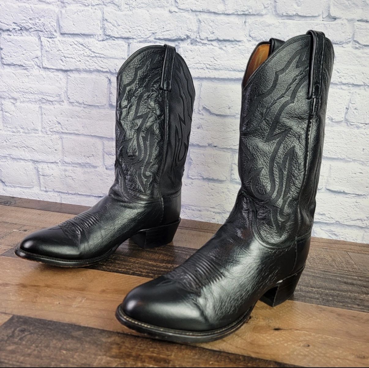 Lucchese 2000 Black T3094.R4 Cowboy Western Boots Size US Mens 11 1/2 EE