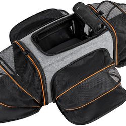 Pet Carrier Airline Approved Pet Carrier,4 Sides Expandable Cat Carrier Bag Large Soft Sided