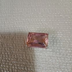 925 CZ Pink M O R G A N I T E Gemstone Rectangle And Sterling Silver Pendant Excellent Condition