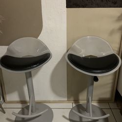 Grey Acrylic Black Leather Bar Stools Set Of 2 