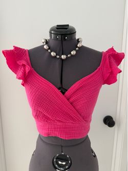 Hot Pink Smocked Ruffle Crop Top — Flirty & Feminine!