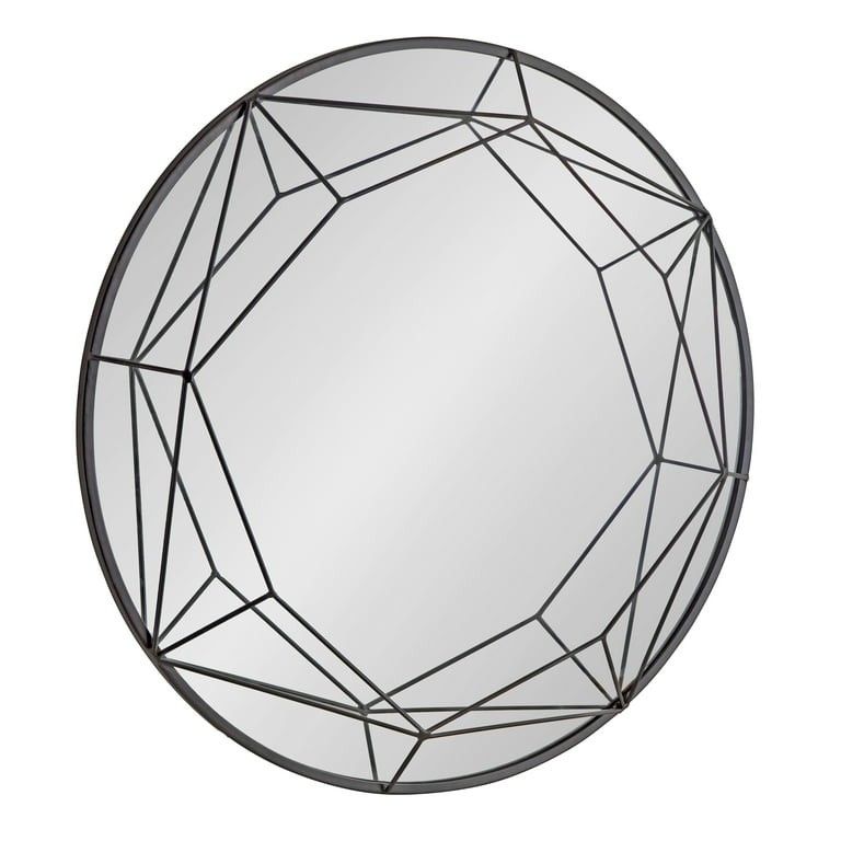 Kate & Laurel Uniek's 217777 Modern Glam Round Wall Mirror, 30 Diameter, Chic Contemporary Accent Mirror for Wall
