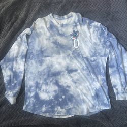 Walt Disney World Spirit Jersey Stitch Blue Tie Dye Adult L Long Sleeve Disney