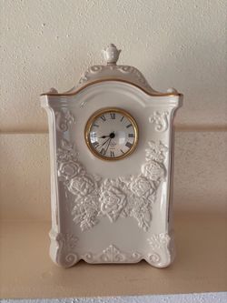 Lenox Porcelain Millennium Mantel Clock with Rose Relief