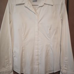 George Stretch White Button-Up 96%Cotton 4%Spandex Sz Med $5 MPU SERIOUS INQUIRIES ONLY