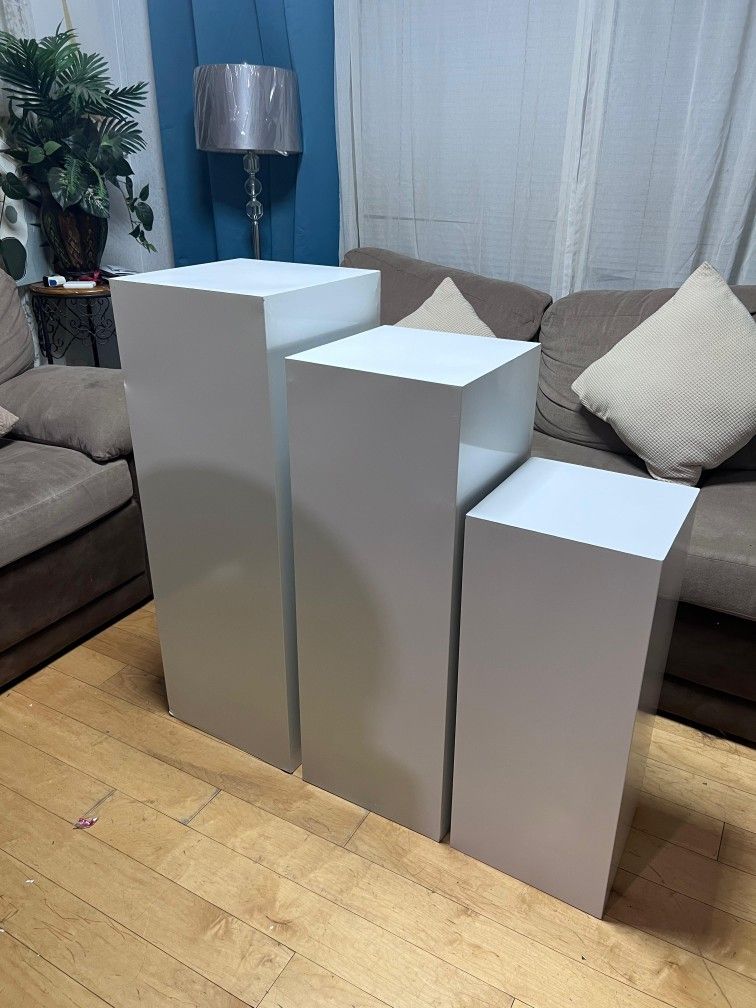 3 Square Party Pedestals, Metal Pillars, Flowers Stands