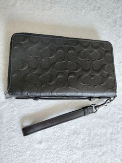 Large black Coach wallet wristlet