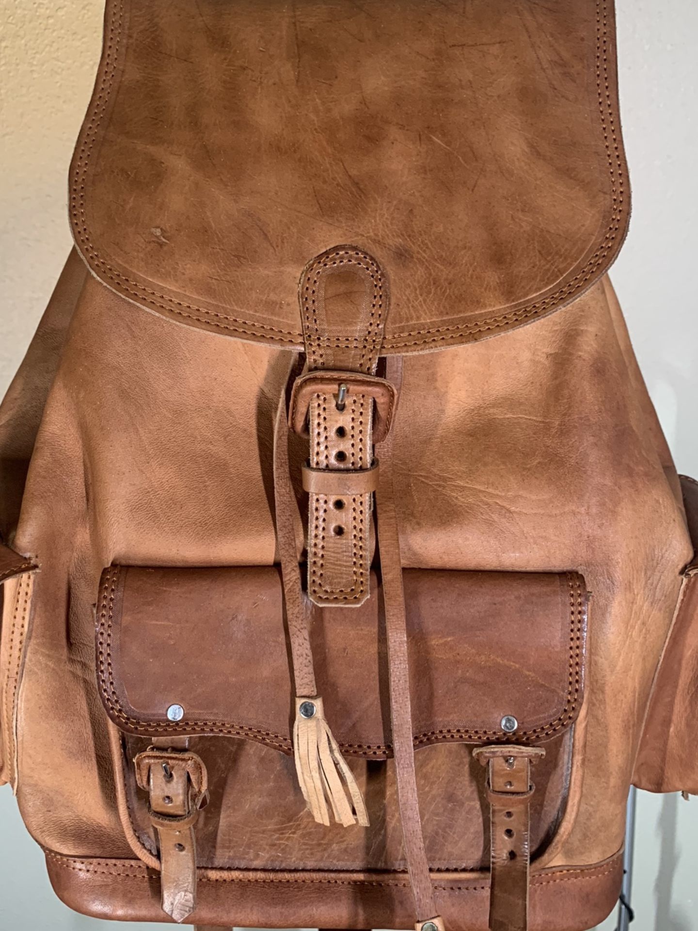 Light Brown / Dark Brown Handmade Leather Backpacks