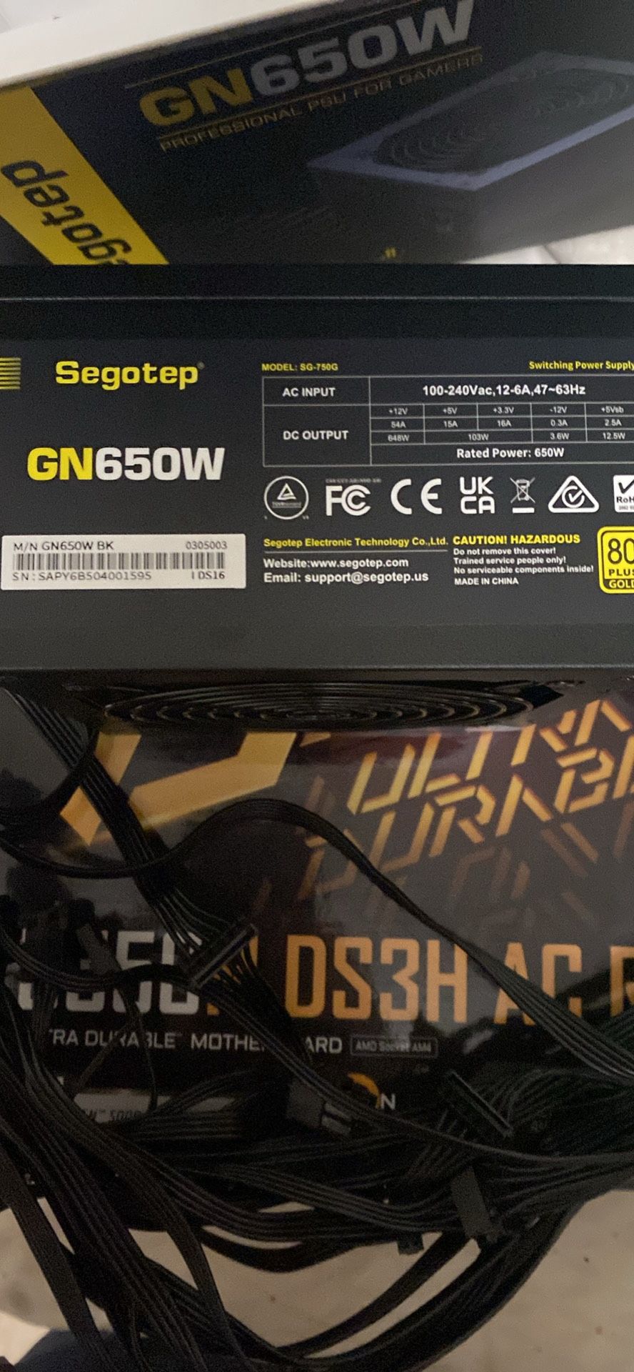 Segotep 650W 80 Plus Gold power supply desktop pc