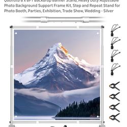 Qoolfoto 8 x 8FT Backdrop Banner Stand, Heavy Duty Adjustable