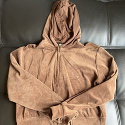 Brown Velvet Zip Up!!