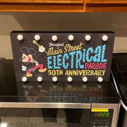 Disneyland Main Street Electrical Parade 50Th Anniversary Light Up Sign.