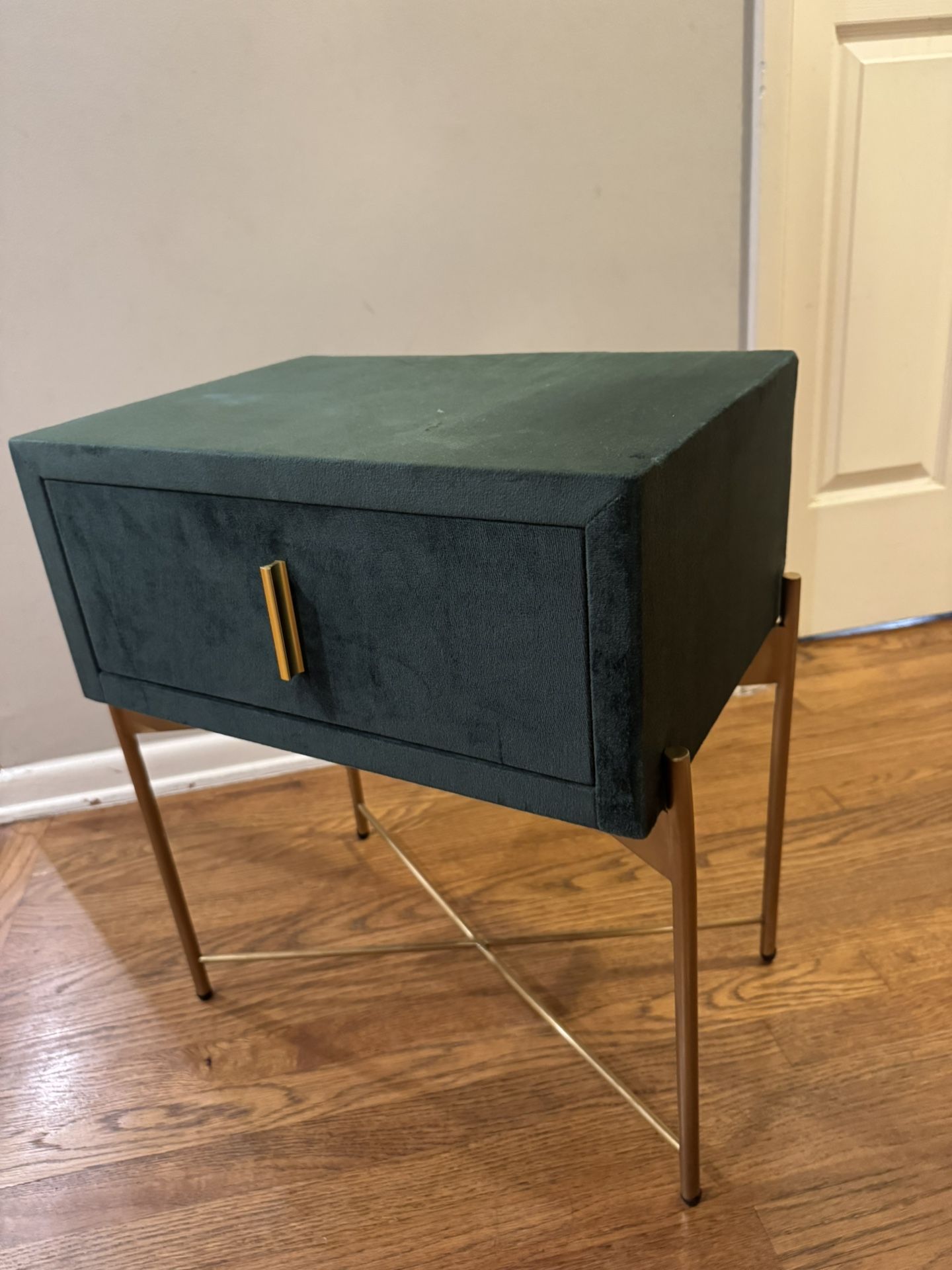 Two Dark Green Night Stands (suede)