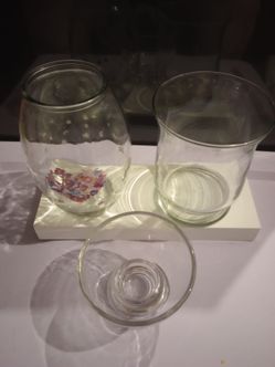 Set of 3 Clear Glass Vases/Jars