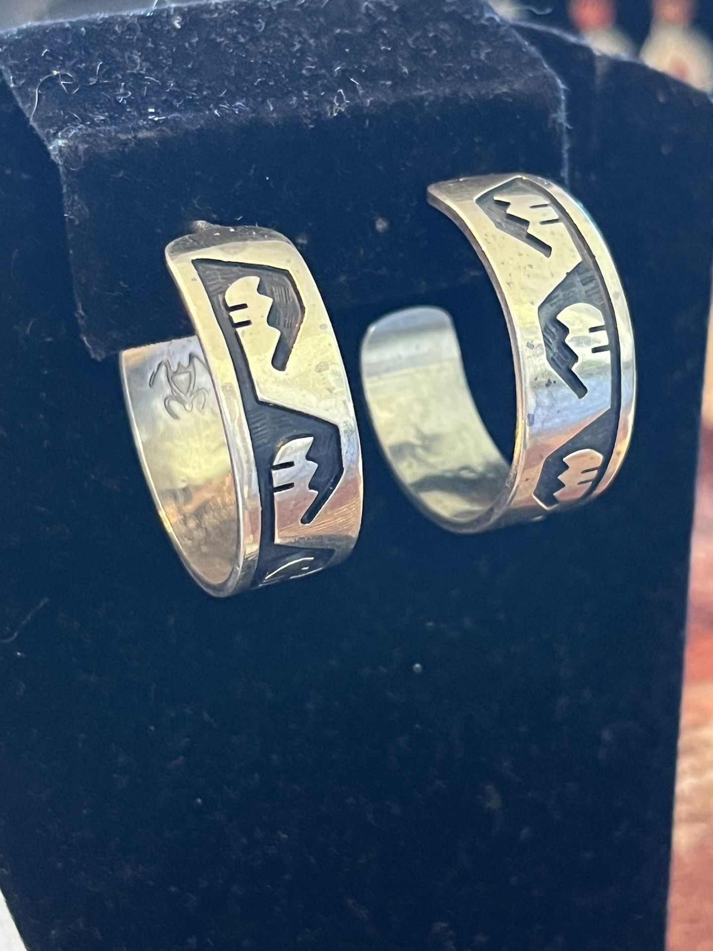 Vintage Sterling Silver Hopi Hoop Earrings 