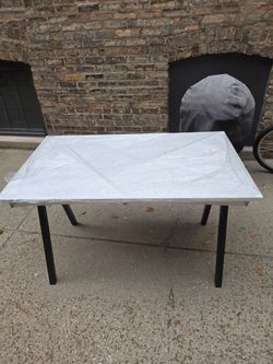 Rectangular Table with Black Metal Legs