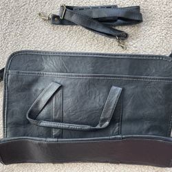 Computer Messenger Shoulder Satchel Bag Black Faux Leather