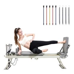 Pilates Reformer, Grey, 77.6in X 19.3in X 13.4in