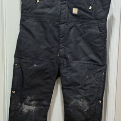 Carhartt Loose Fit Insulated Black Overalls Men's XL Short