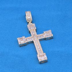 Moissanite 4.45 ctw Stunning Baguette Cross pendant 
