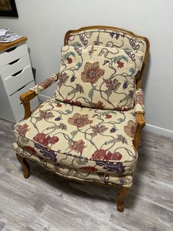 French Style Wooden Floral Chair