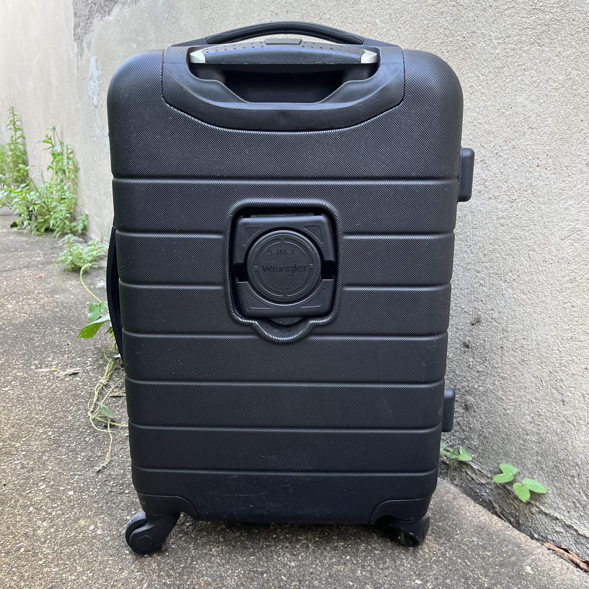 Wrangler Smart Luggage Set with Cup Holder and USB Port - 20-Inch Carry-On