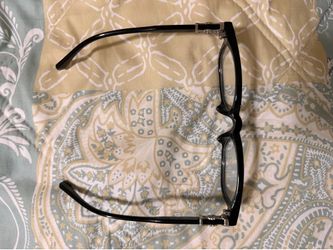 Black Cross-Detail Eyeglass Frames + Leather Roll Case