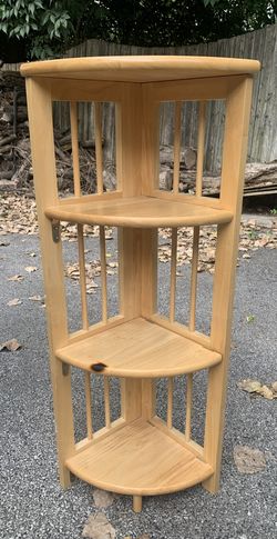 Wooden Natural Foldable Corner Bookcase 