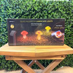 3 pack of glass mushroom landscape lights solar