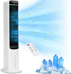 Swamp Cooler, Evaporative Air Cooler With 4 Ice Packs and Remote, 80° Oscillation 3 Speeds 3 Modes, 41" Tower Fans that Blow Cold Air, Bladeless Fan f