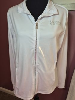 Bebe Sport White Zip-Up Track Jacket - Size Large