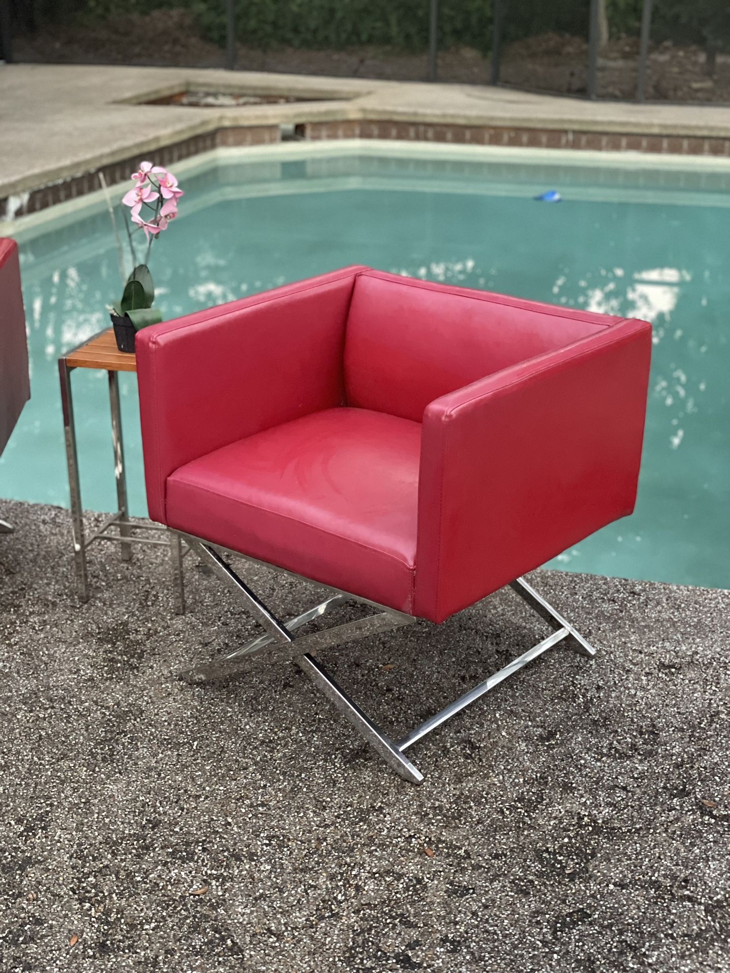 2 Leather Chairs (Leone Red Accent Chair)