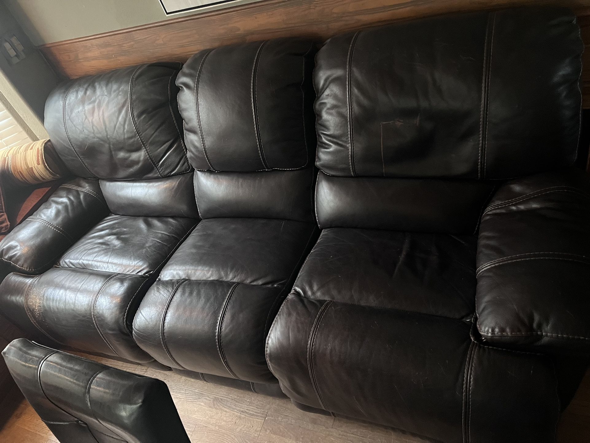Leather reclining couch