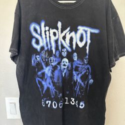 Oversized Slipknot Acid Wash Blue Graphic Band Tee Heavy Metal Music T-Shirt
