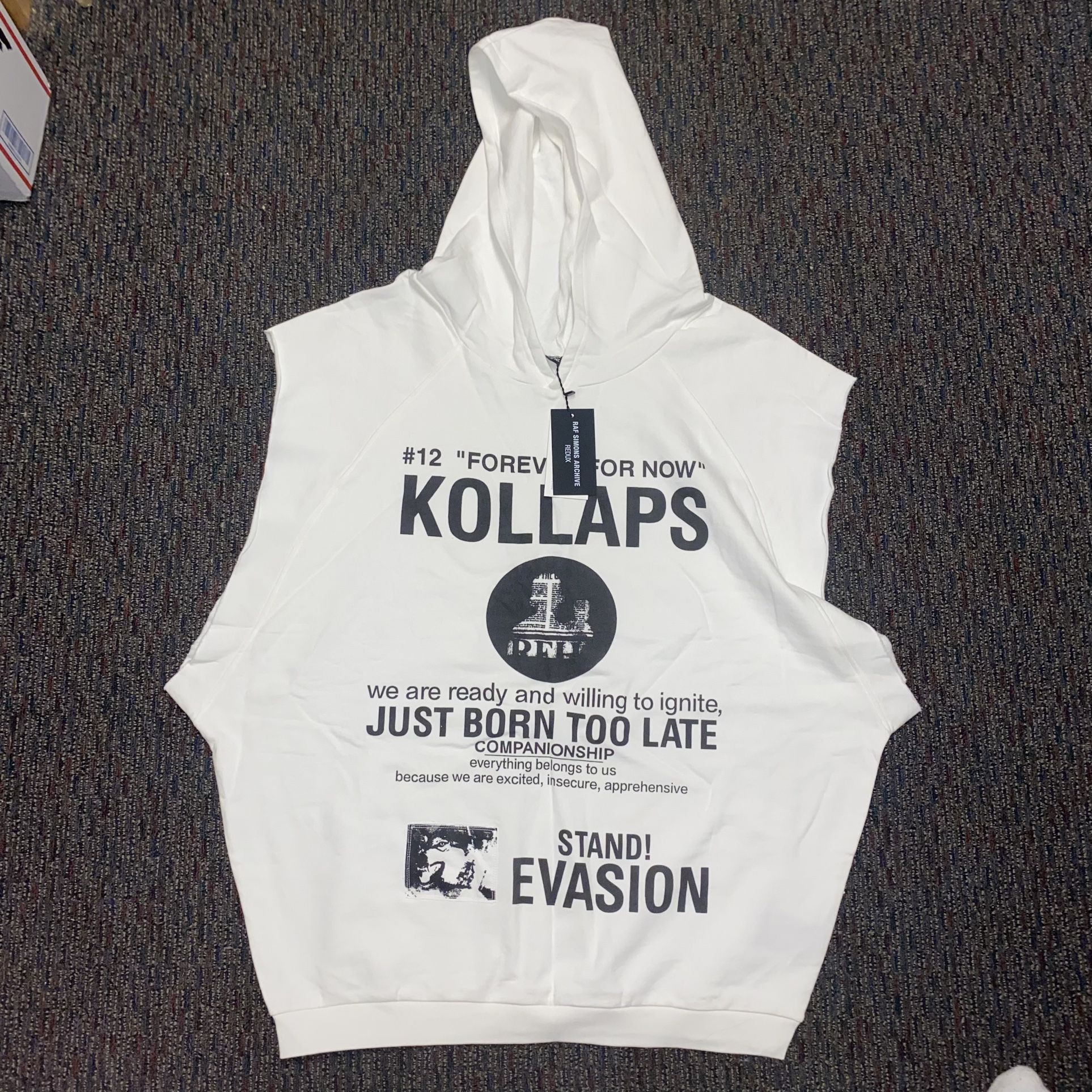 RAF Simons Redux Kollaps Cut Sleeve Hoodie One Size