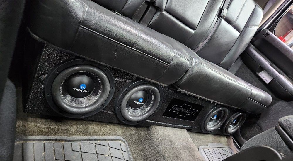 2014 - 2018 Custom Chevy Silverado Crew Cab subwoofer box Quad 8" Ported