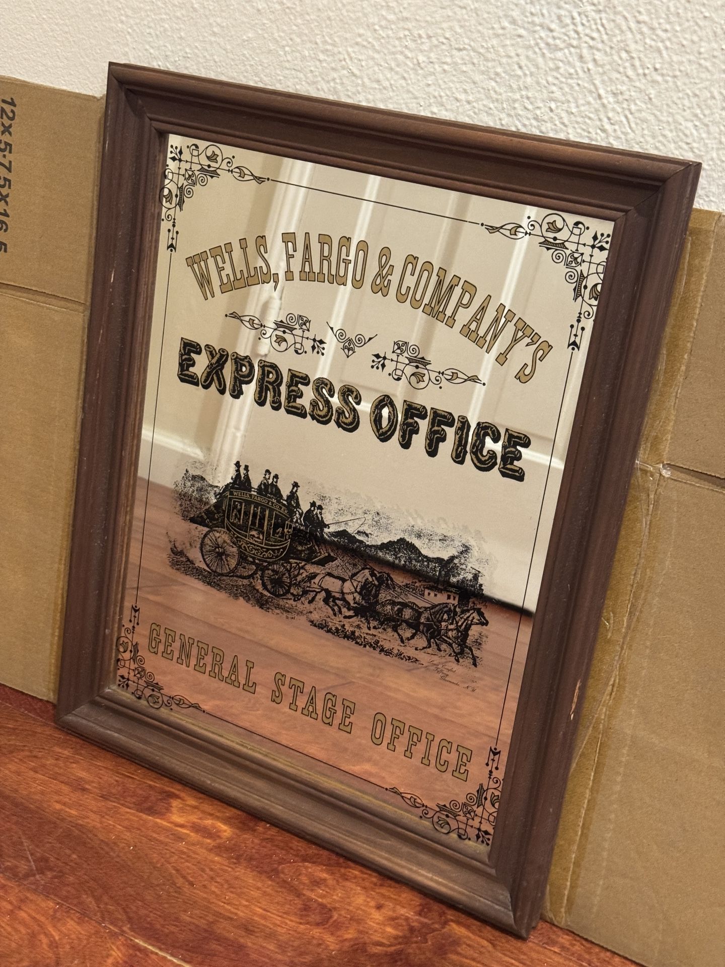 Wells, Fargo, And Co Tiffany mirror Antique Sign