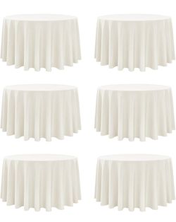 6-Pack Ivory Round Tablecloths, 120 Inches