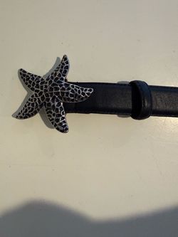 Blue Leather Belt with Starfish Buckle