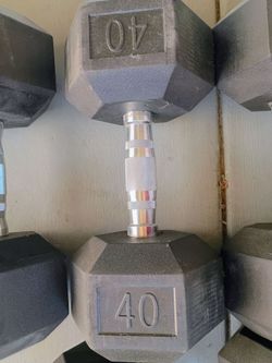 40 lb Single Rubber Hex Dumbbell