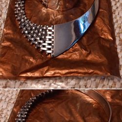 Rare Vintage Mexico Tacos Still-102 Gem Silver Modernist Necklace And Bracelet